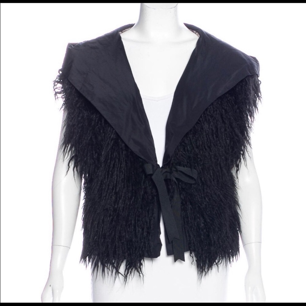 Faux fur black vest with hood